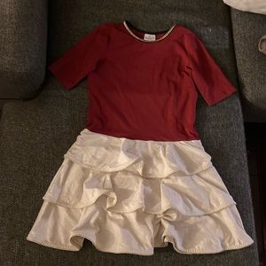 Hanna Andersson Burgundy dress with tiered skirt; beautiful Christmas dress